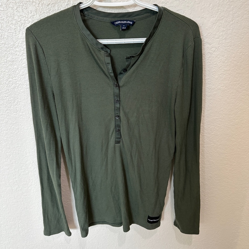 Calvin Klein Jeans Olive Long Sleeve Henley